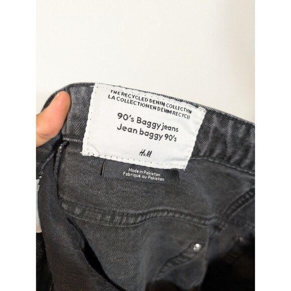 H&M Women 90's Baggy High Rise Balloon Jeans Black Sz 10 Lagenlook Normcore‎ - Picture 7 of 8